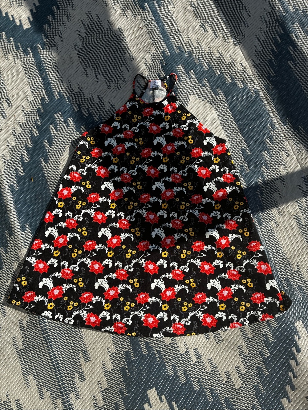 Zara Trafaluc Black and Red Floral Print Sleeveless Racerback Tank Shift Dress. - Picture 2 of 6